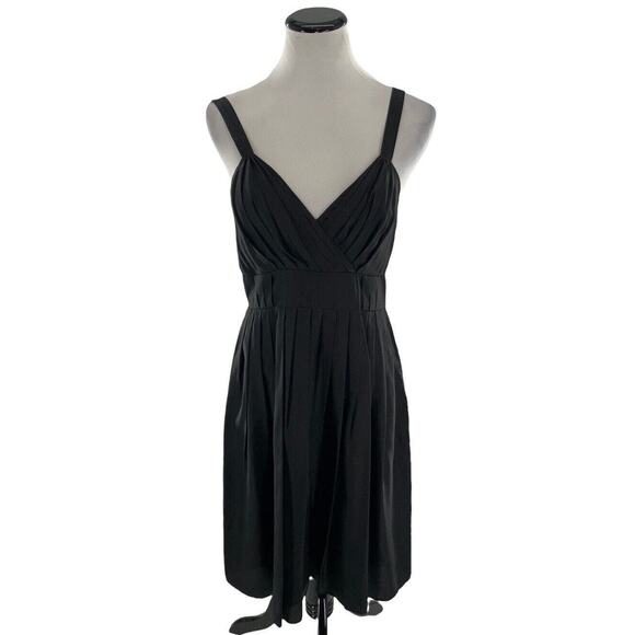 Lie 100% Silk Dress Women's Size 10 Sleeveless Pleated Fully Lined V-Neck Casual - Picture 1 of 9